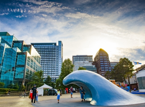 The wave sculpture on the Halifax waterfront