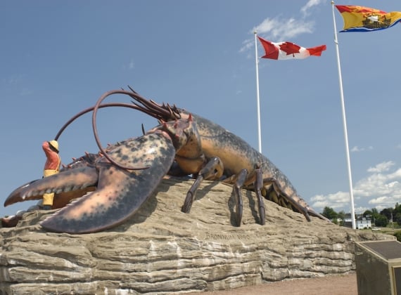 A large statue of a lobster