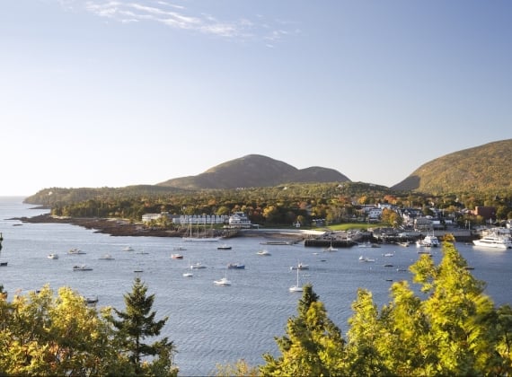 A view of Bar Harbor from the water