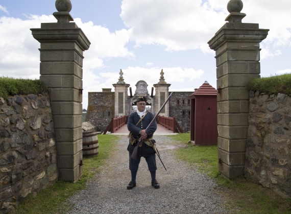 A reenactor at the Fortress of Louisbourg National Historic Site