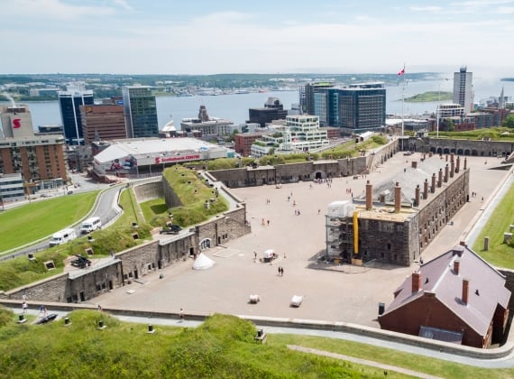 An aerial view of the Halifax Citadel and the ScotiaBank Centre