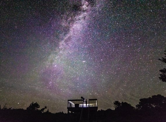 The view of the night sky from an observatory