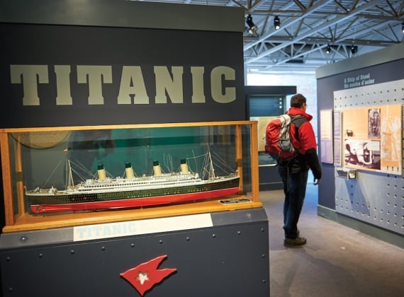 Patrons visit the Titanic exhibit at the Maritime Museum of the Atlantic
