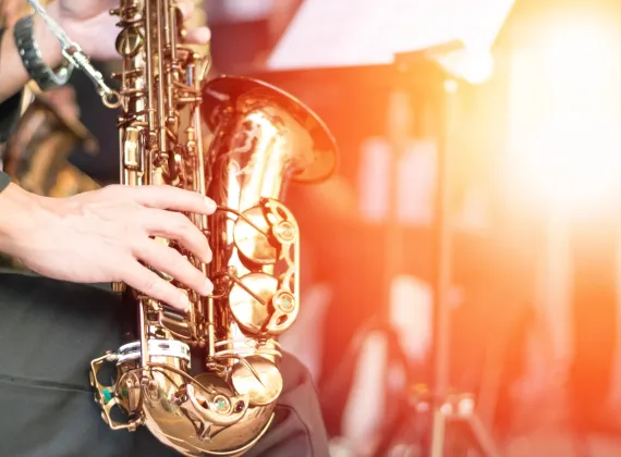 Saxophone being played.