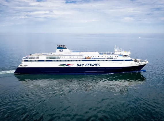 The Fundy Rose ferry on the ocean